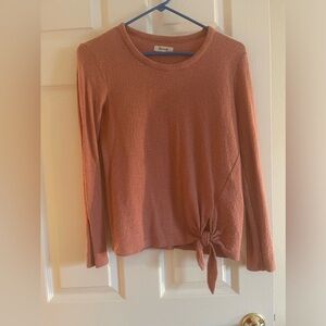 Madewell long sleeve size small textured mauve tie front top